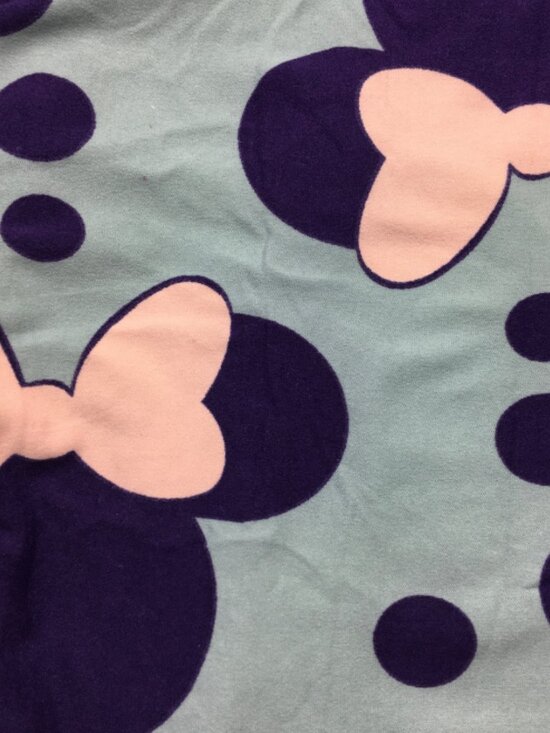 Minnie’s “Polka Dot, Power Up” Leggings | Gray, Deep Purple & Light Pink Bow Ma - Picture 1 of 2
